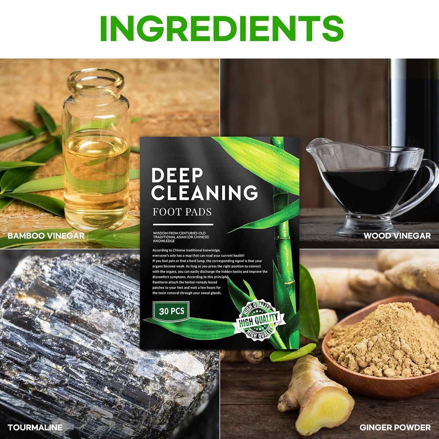 Rantherm Deep Cleansing Foot Pads: Bamboo Wood Ginger Foot Patches for Promoting Daily Relaxation and Sleeping 30 Packs