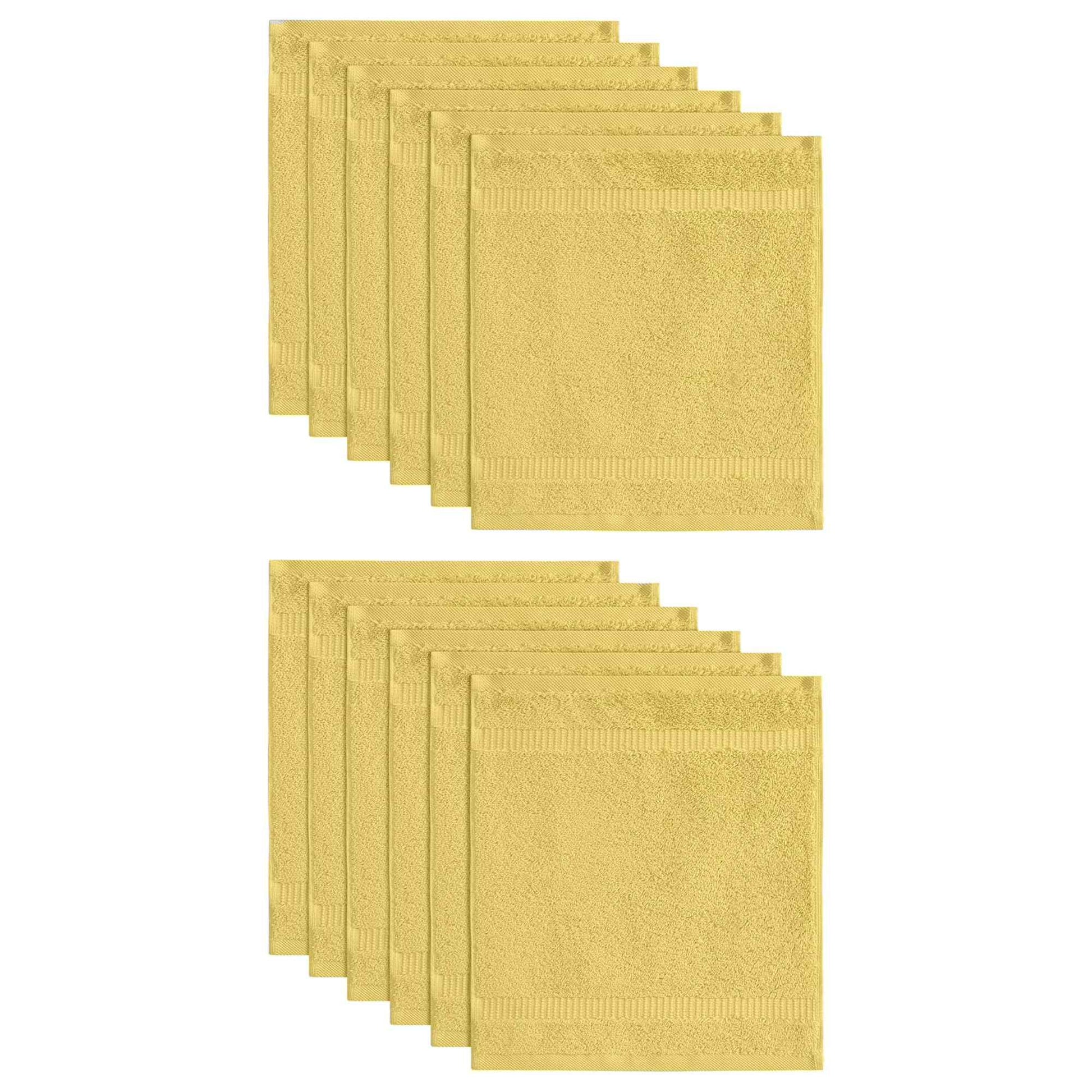 SALBAKOS 100% Turkish Cotton Washcloth Set of 12 13x13 inch | Heirloom Quality | Hotel & Spa Collection | Ultra Soft, Super Absorbent, Washcloth Towels | Made in Turkey (Yellow, 12 Washcloths)