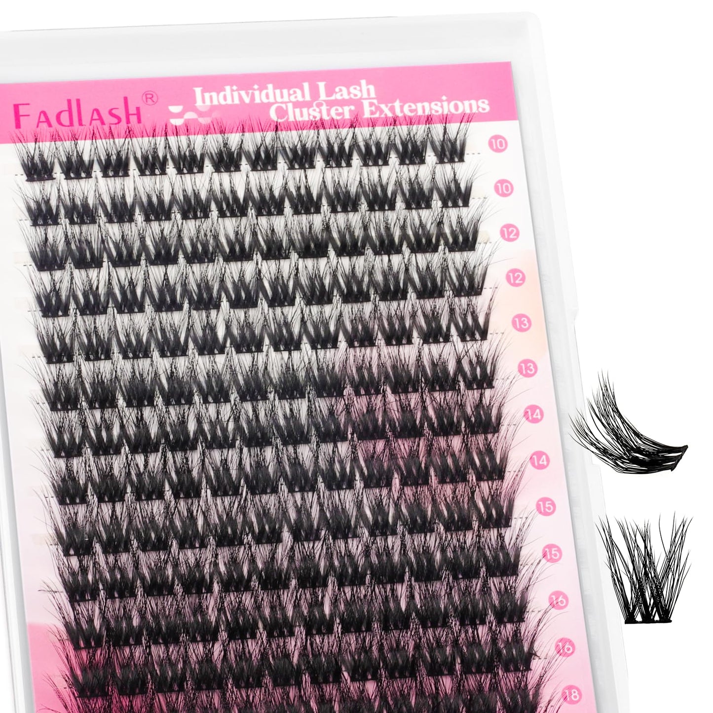 FADLASH Cluster Lashes Fluffy 10-18mm Lash Clusters Volume Lash Extension 168Pcs 3D DIY Lash Clusters D Curl Individual Lashes (R13-0.07-D,10-18mm)