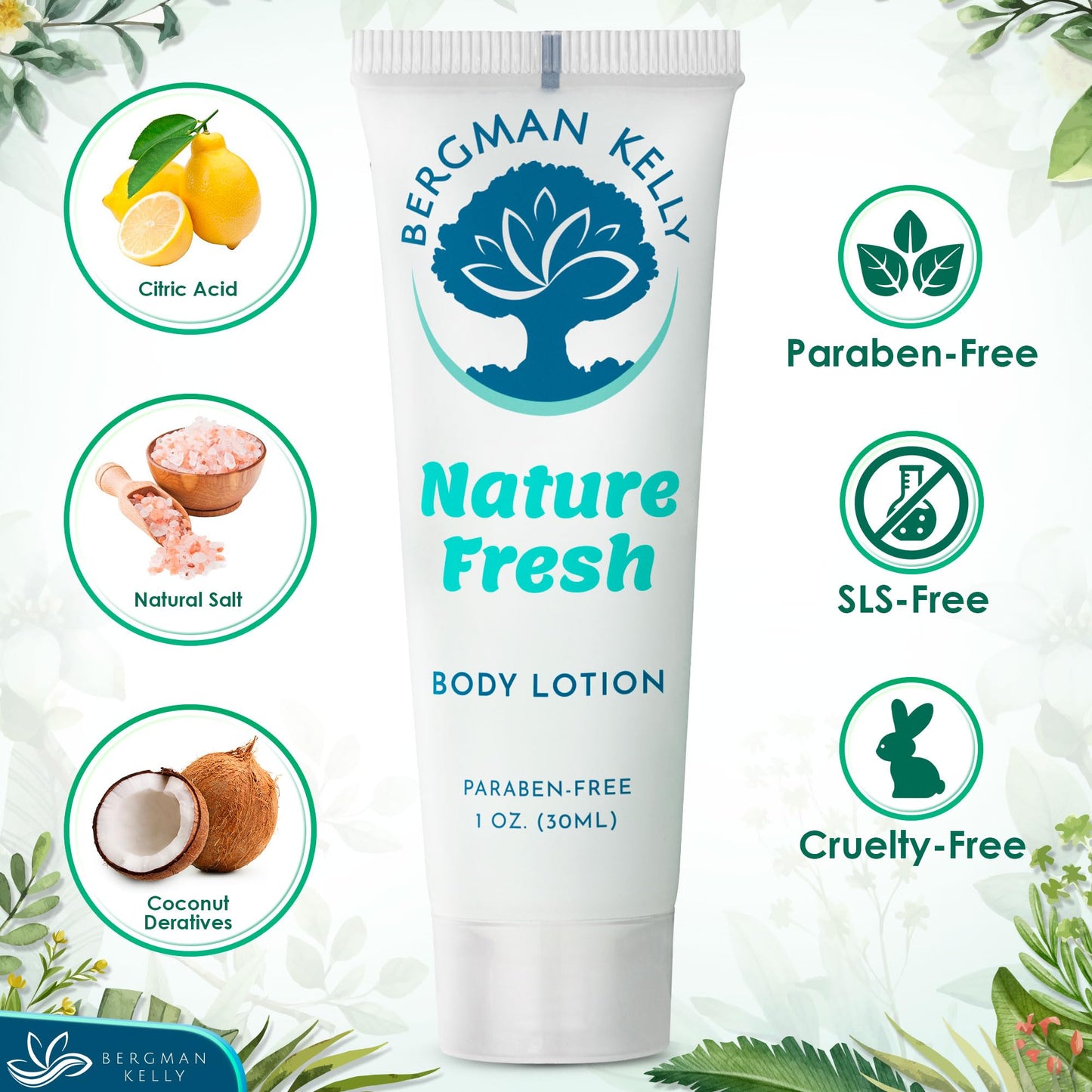 BERGMAN KELLY - Travel Size Lotion - 1 fl oz, 100 PK, Nature Fresh - Delight Your Guests with Refreshing & Soothing Body Lotion - Quality Mini and Small Size Guest Hotel Toiletries in Bulk