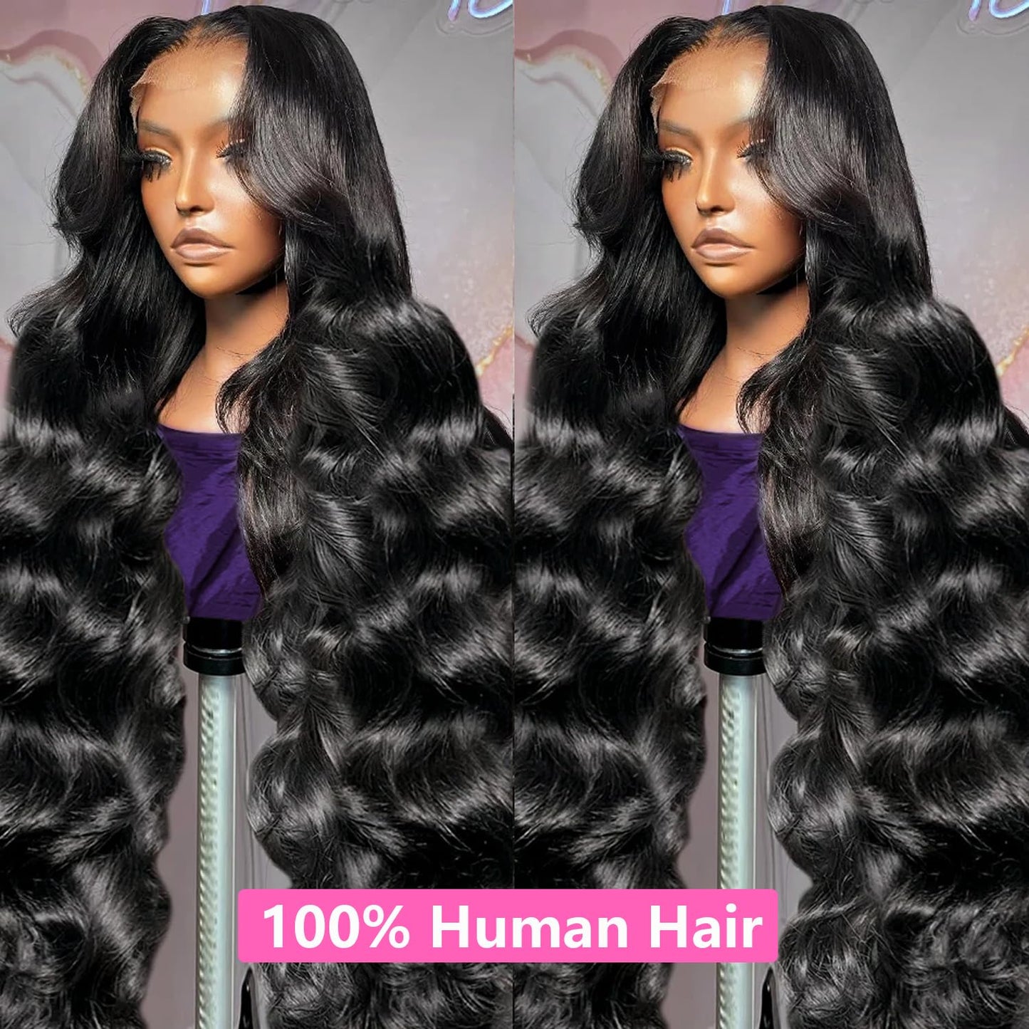 NAJOAI 26 Inch Body Wave Lace Front Wigs Human Hair Pre Plucked 180% Density HD 13x4 Frontal Wigs Glueless Wigs Human Hair Lace Front Wig for Black Women with Baby Hair Natural Black