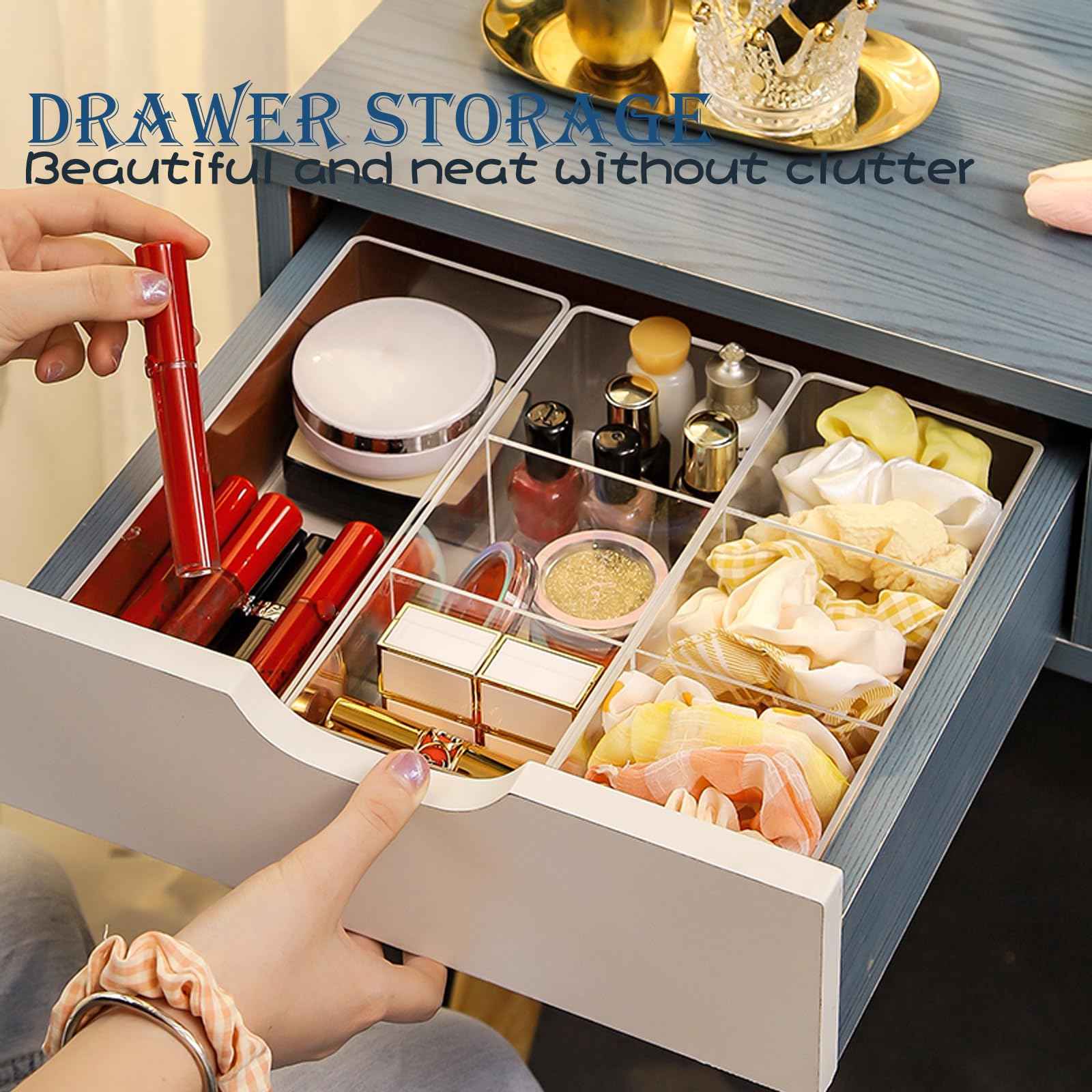 LONTOHCE Acrylic Organizer 2 pieces Makeup Organizer Countertop For Drawers Organizer Storage Bathroom Organizers And Storage Is A Good Choice For Desktop Finishing (2)