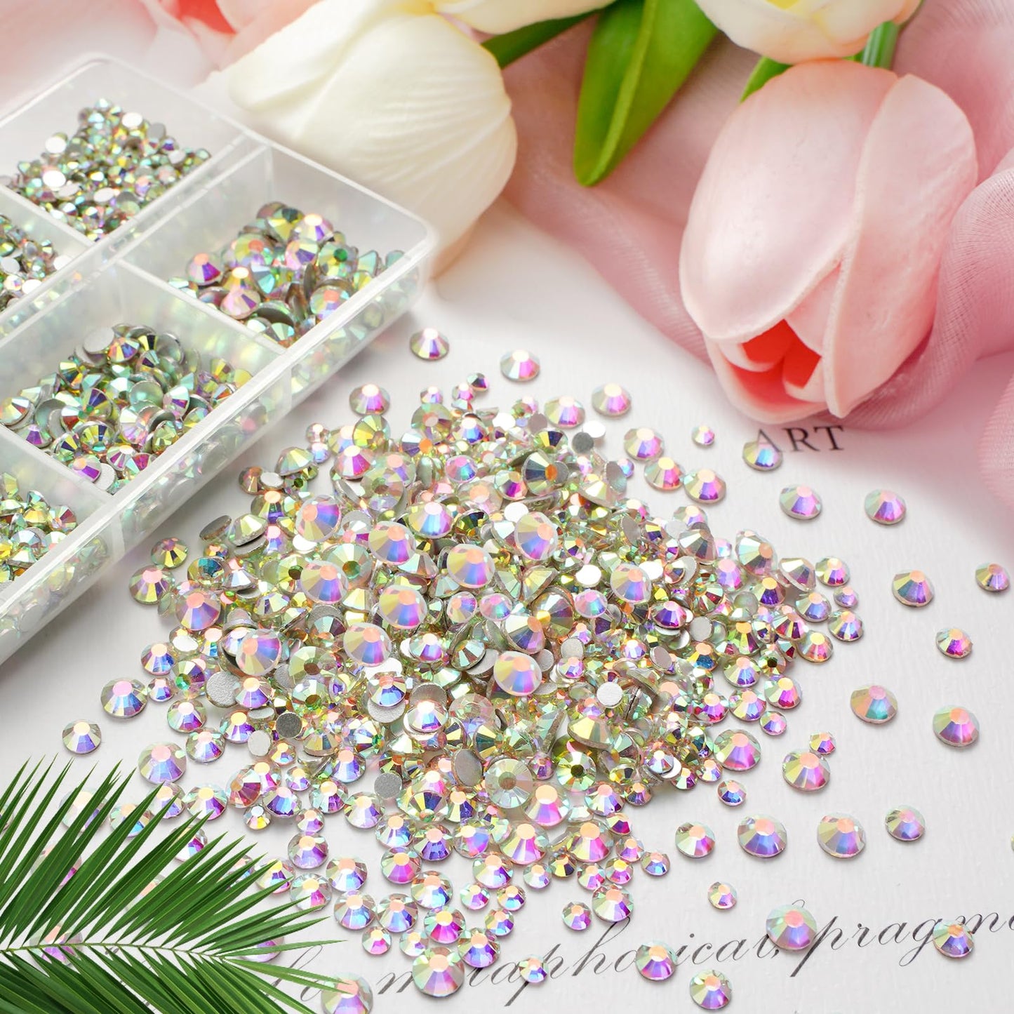 Canvalite 3600Pcs Crystal Rhinestones for Crafts, Glass Sparkly Nail Gems with Rhinestones Picker and Tweezers, Flat Back Rhinestones for Crafting Face Makeup Nail Art DIY Decorations