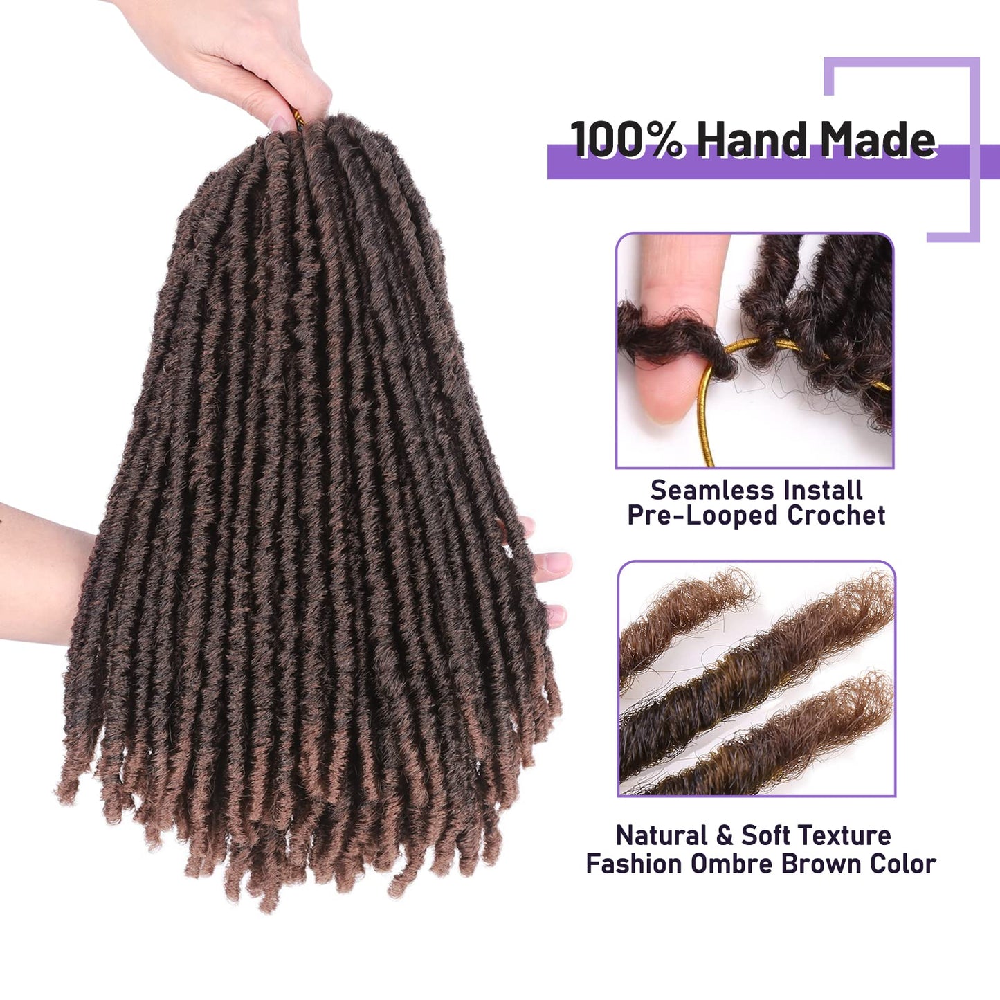 WIGNEE 120 Strands Faux Locs Crochet Hair 12 Inches Short Faux Locs Pre-Looped Soft Locs Dreadlock Crochet Hair 6 Packs Pre-Twisted Crochet Hair for Black Women(12 Inch,1B/30)