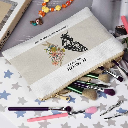 Be Patient With Yourself, Nothing In Nature Blooms All Year, Mental Health Bag, Daughter Gift, Butterfly Makeup Bag, Birthday Gift, To Girl, Positivity Gift