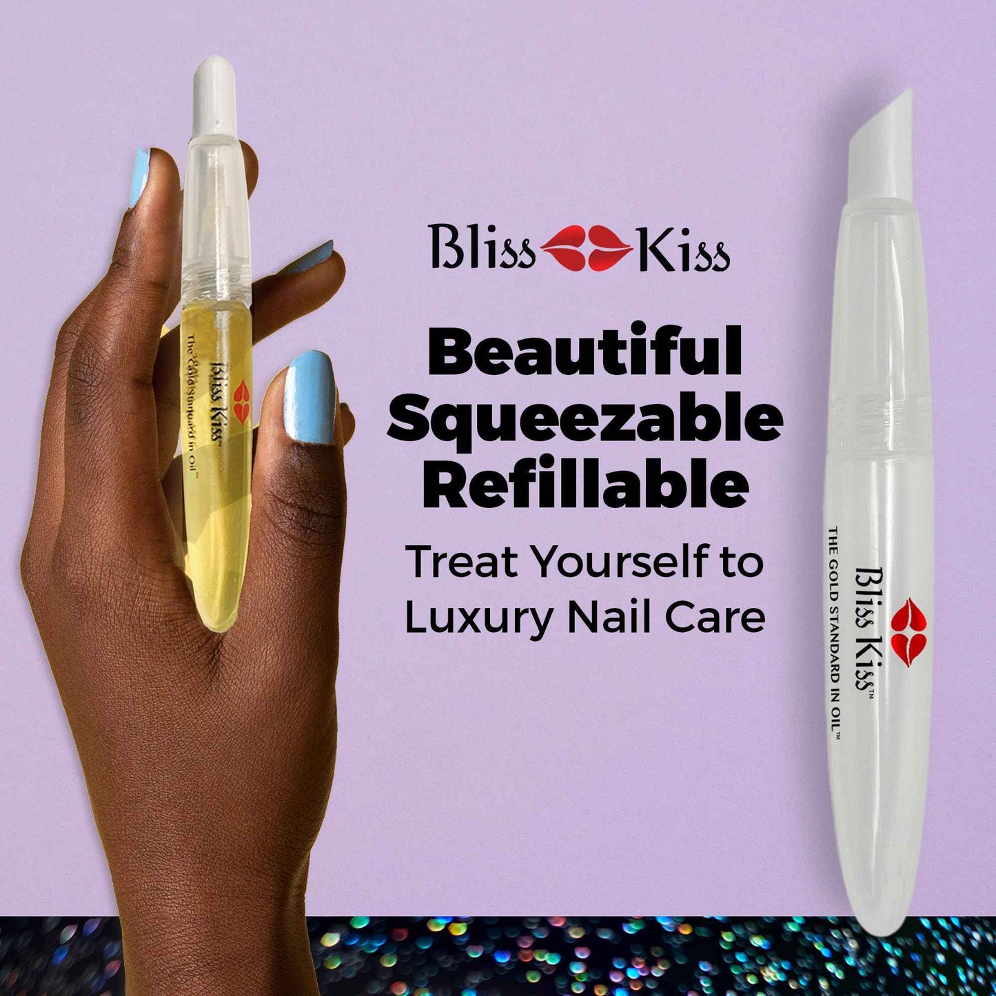 Bliss Kiss Refillable Nail Oil Pen & Simply Pure Cuticle Oil 15 ml Bottle Bundle