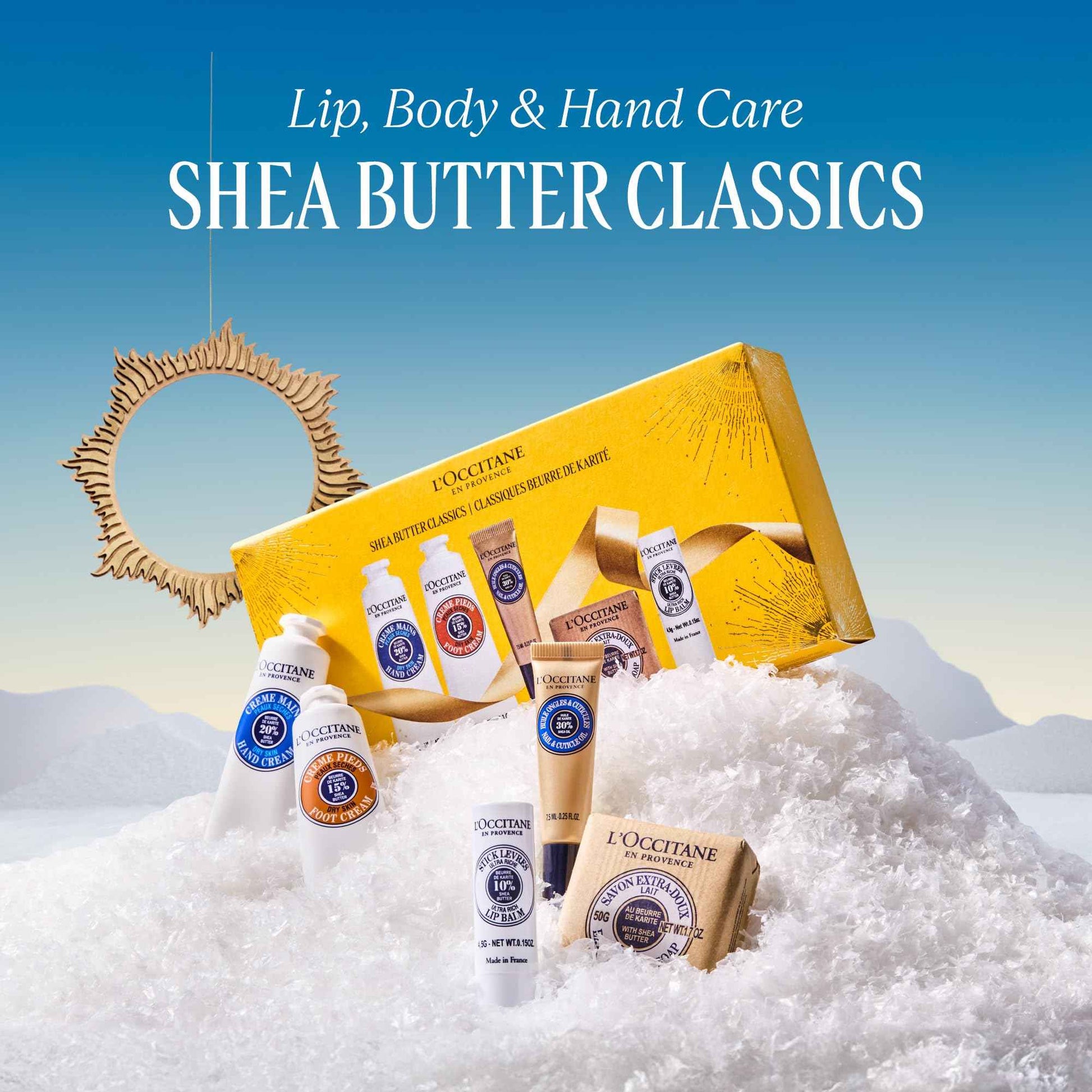 L’Occitane Shea Butter Classics Holiday Gift Set, Soothing, Nourishing & Hydrating Daily Essentials, Travel-Sized Minis, Skincare, Lip & Body Care