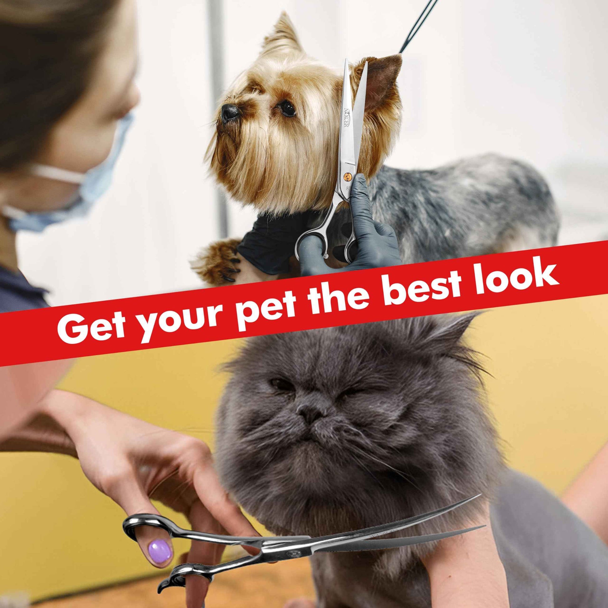 NIXCER Pet Grooming Kit - 4-Pack Rexine Zipper Bag for Convenient Pet Care, Essential Grooming Tools, Gray