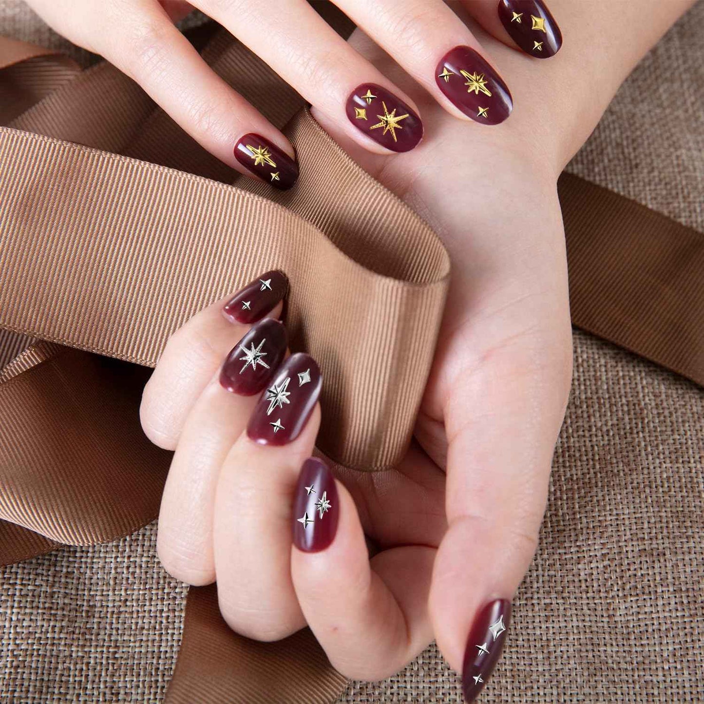 700pcs Star Nail Charms for Nails Art, Gold & Silver Star Nail Gems 3D Multi Style Star Nail Studs Nail Jewelry Rhinestones Decorations for Woman Girl