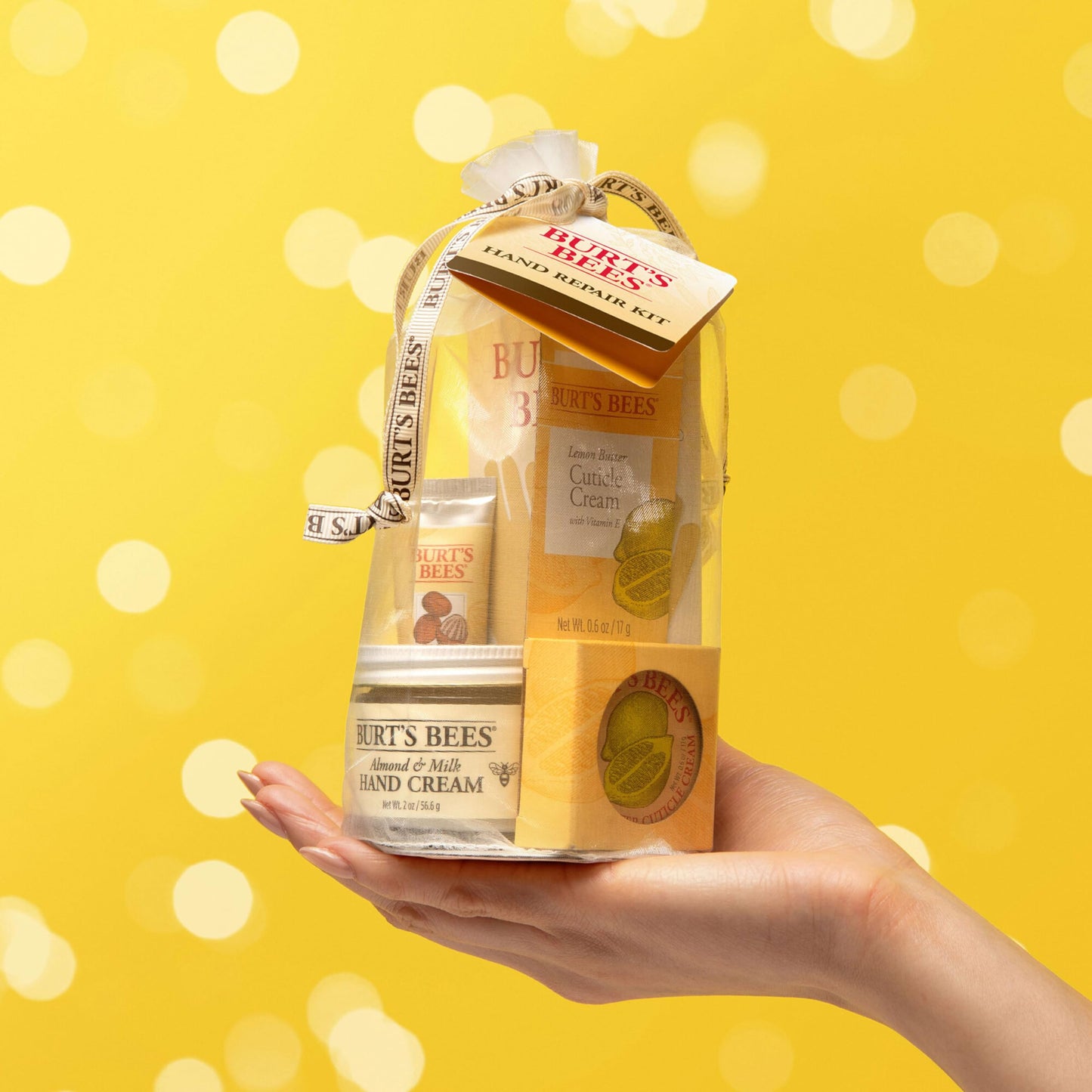 Burt's Bees Gifts Ideas - Hand Repair Set, 3 Hand Creams plus Gloves - Almond Milk Hand Cream, Lemon Butter Cuticle Cream, Shea Butter Hand Repair Cream