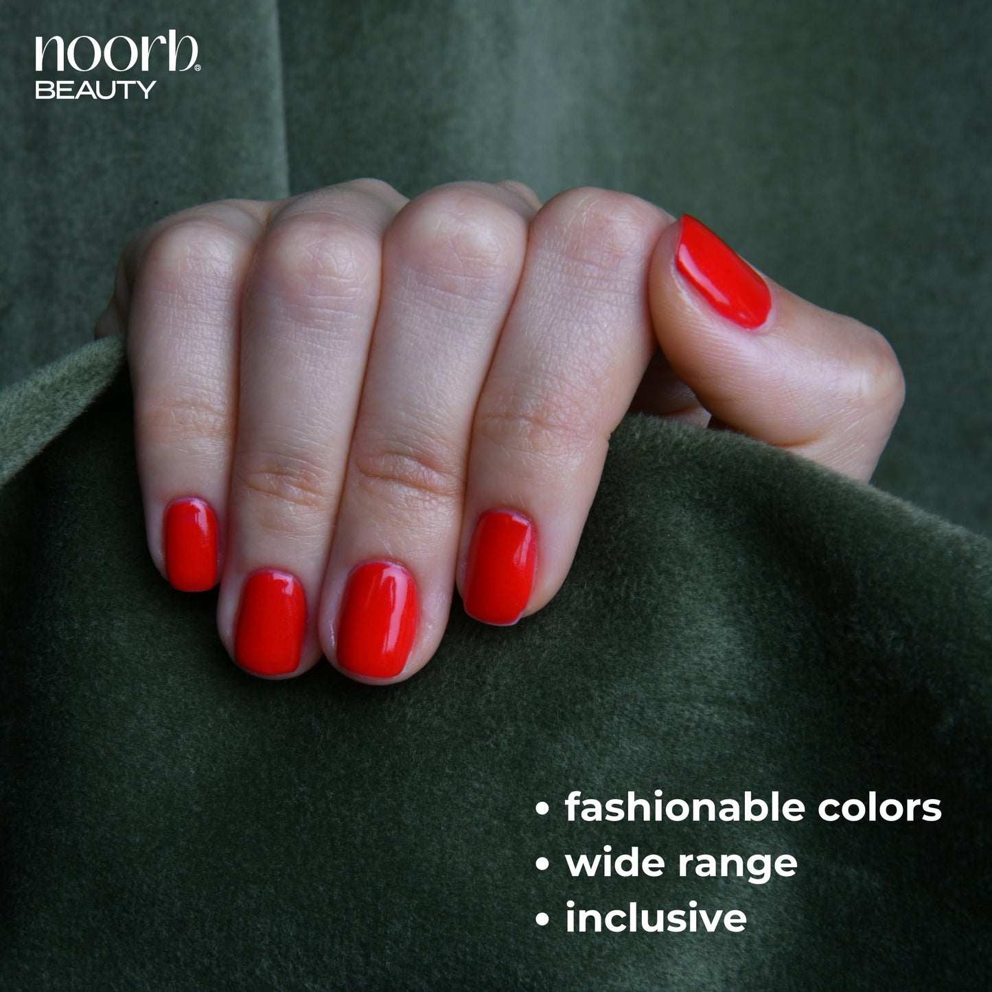 noorb beauty Vivid Red Gel Polish, Natural Gel Nail Polish with Organic Pigments, Soak Off UV Nail Gel Polish Bright Red Color