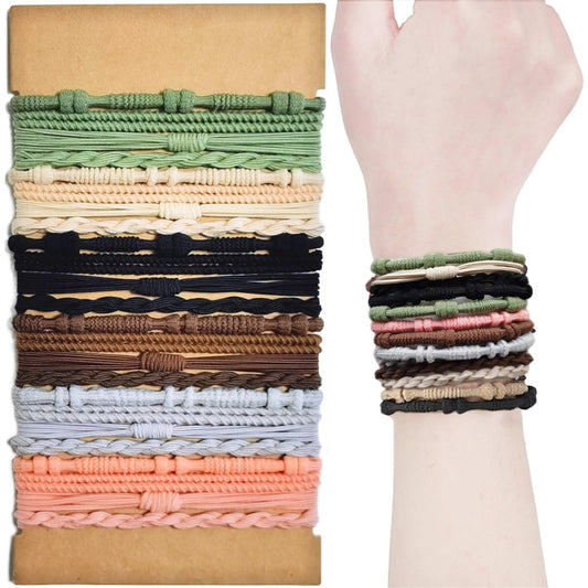 Volnova Boho Hair Ties Bracelets for Women 24 Pieces Hair Tie Bracelet 4 Styles Gorgeous Dual-Use Bracelet and Hair Tie, Soft & Stylish No Damage Hair Accessories