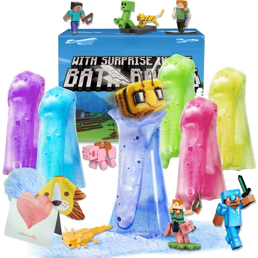 Bath Bombs for Kids: Organic Bath Bombs with Toys Inside for Dry Skin Moisturize, Kids Bath Toys & Scientific Toys, Dried Rose Petals with Eruption of Foams, Bath Flask Potion Kits Gift Set