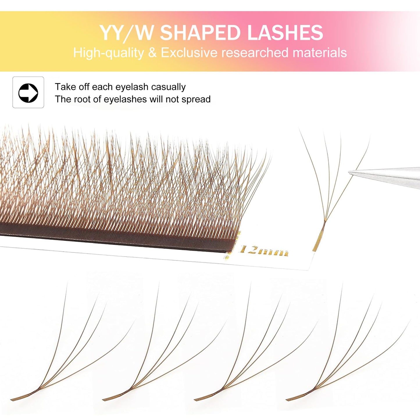 XIUSUZAKI W Lash Extensions Brown 4D Eyelash Extensions W Shape 0.07mm Thickness C Curl Mix 8-15mm Premade Fans Lashes Colored Lash Extension Volume Lashes Individual Lashes(W-Brown-4D-0.07-C,8-15mm)