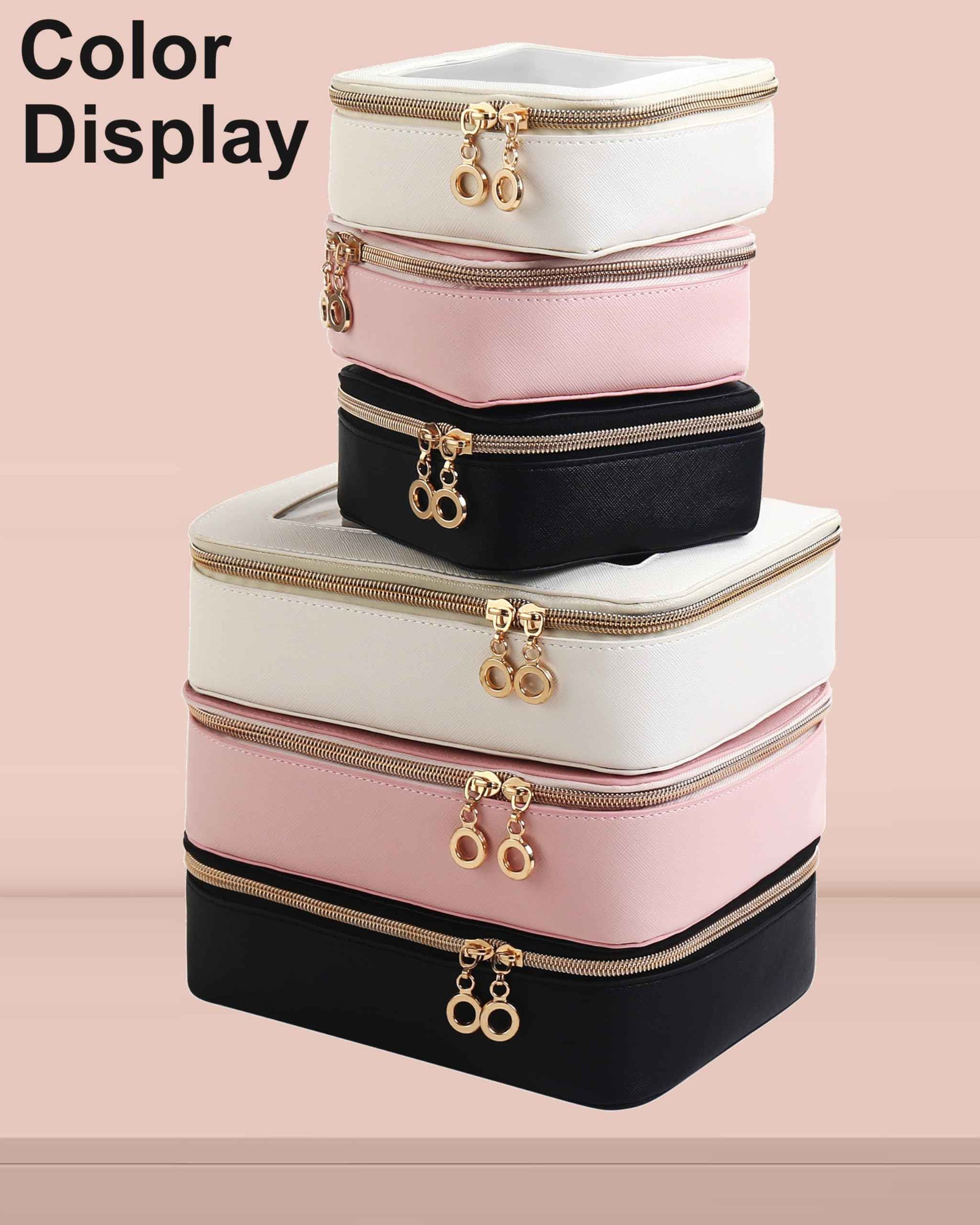 JRQCSJY Small Clear Makeup Bag for Purse, Cute Mini Clear Cosmetic Bag Case Organizer, TSA Approved Square Small Makeup Case Pouch with Zipper, Car Travel Purse Essentials for Women (Pink, S)