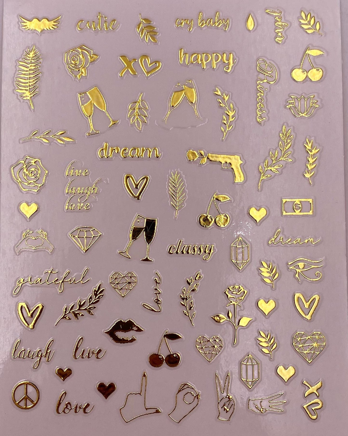 IMPRESSED Authentic 5 Sheets Gold Luxury Nail Art Stickers 500+ Metallic Nail Decals for Fake Acrylic Nail Design Decor Charms for Women (Classy)