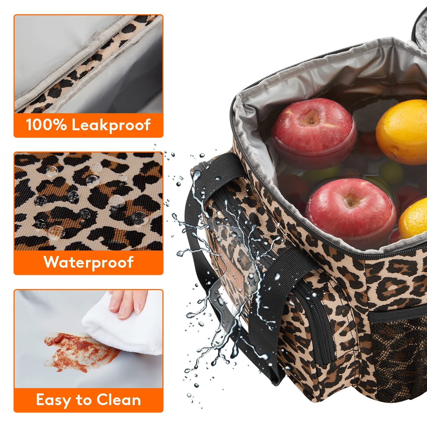 Lifewit Large Lunch Bag Insulated Lunch Box Soft Cooler Cooling Tote for Adult Men Women, Leopard 12-Can (8.5L)