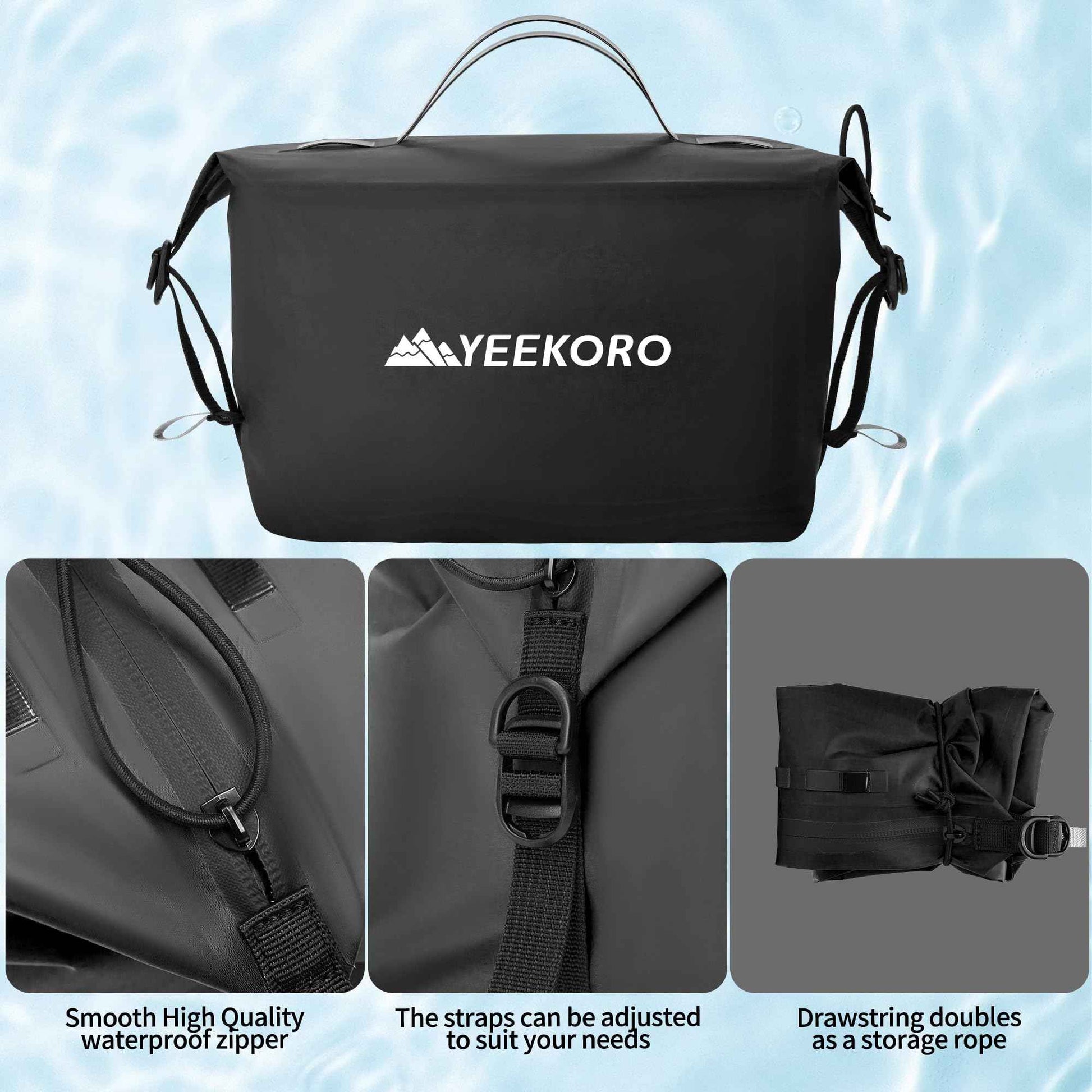 YEEKORO Waterproof Toiletry Bag for Travel, Zipper Styles, 40D Nylon Toiletry Organizer Bags with Shoulder Straps for Men Women, Travel Accessories（2 PACK,Black