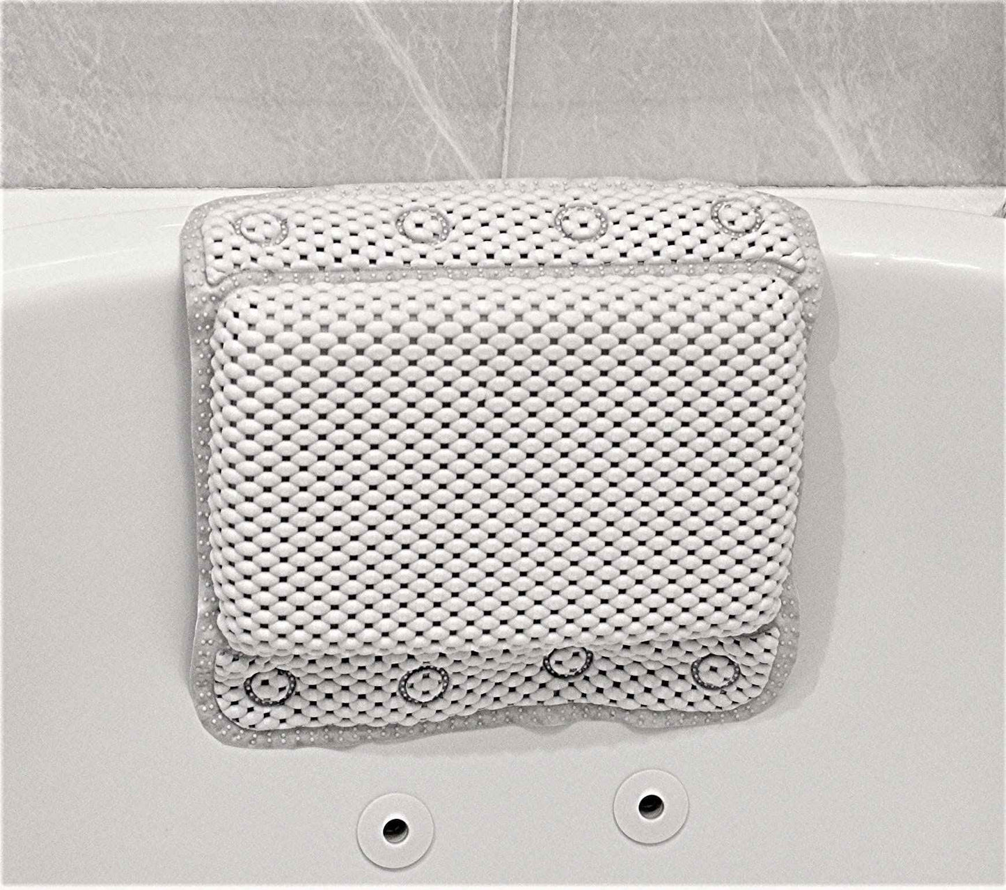 Luxurious Memory Foam Spa Bath Pillow for Tub Neck and Back Support - 8 Suction Cups, Non-Slip Design, Soft Cushion for Relaxing Soaks, by Dependable Industries (Pack of 2)