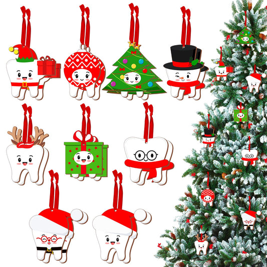 Hoteam 36 Pcs Christmas Tooth Ornaments for Tree Xmas Gifts for Dental Laboratory Technician Dentist Assistant Recognition (Cute Teeth)