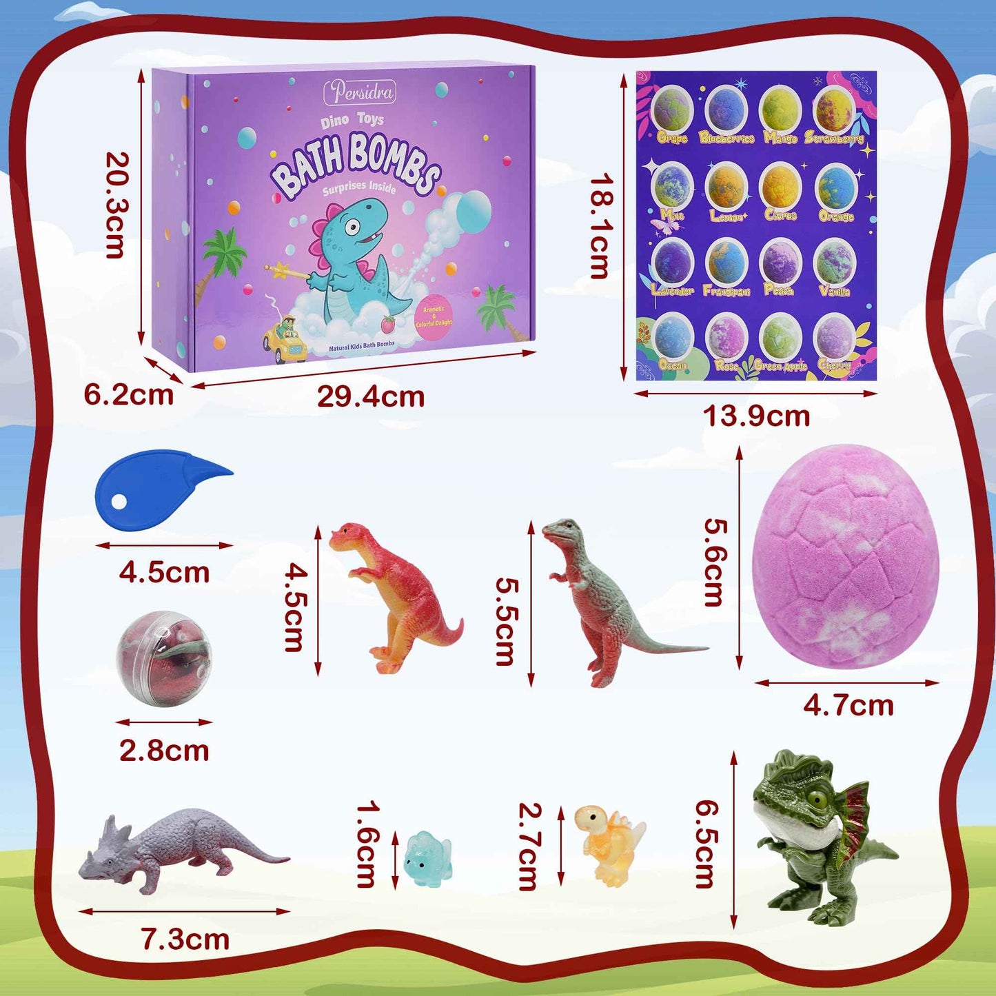 Bath Bombs for Kids with Surprise Inside, 16 Pack Kids Bath Bombs Gift Set for Easter Basket Stuffers, Dino Egg Bath Bomb Kit with 5pcs Dinosaur Bath Toy for Boys Girls Birthday,Christmas