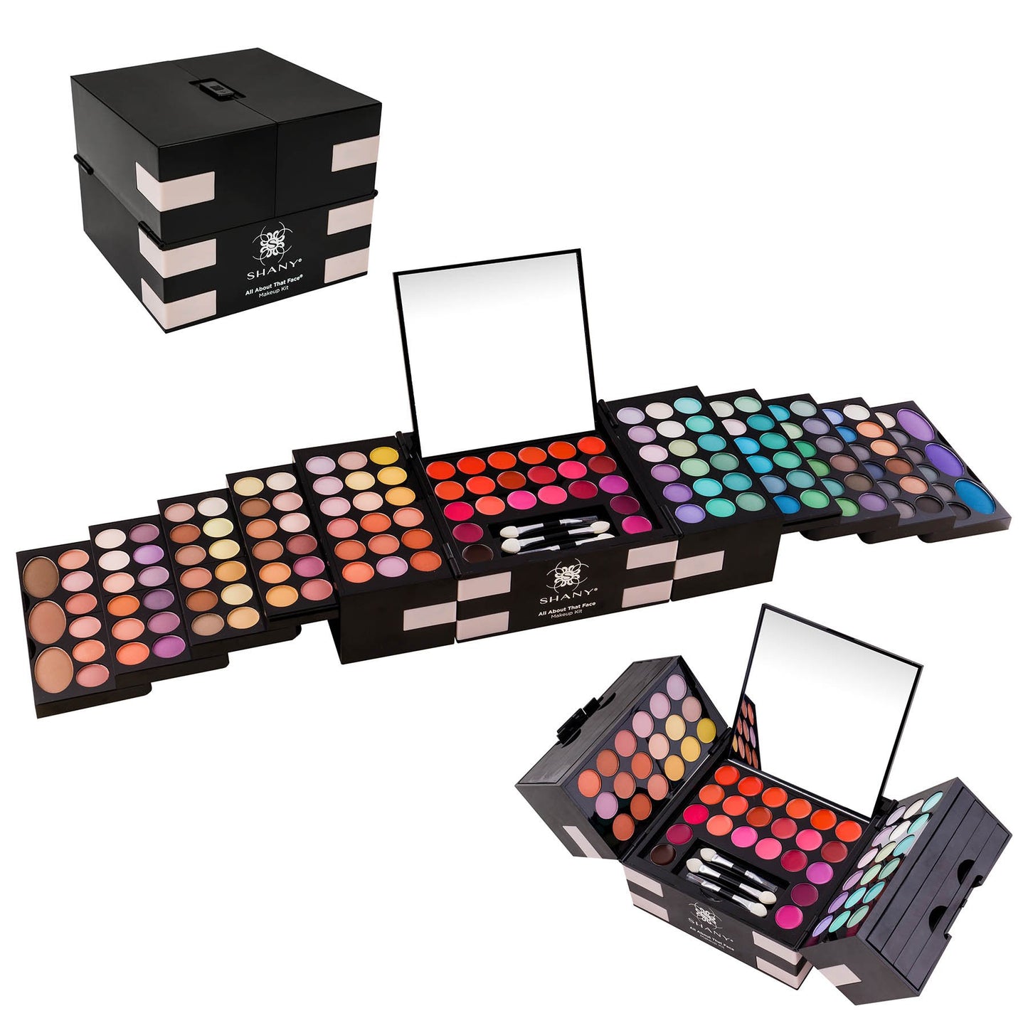 SHANY All About That Face Makeup Kit - All in one Beginner Makeup Set - Eye Shadows, Lip Colors, Face Makeup, Cosmetics applicators & More.