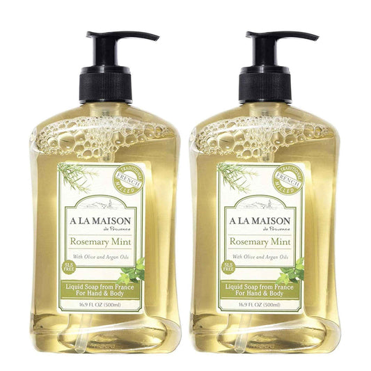 A LA MAISON French Liquid Hand Soap, Rosemary Mint - Natural Hand Wash Made with Essential Oils - Biodegradable, Plant-Based, Vegan, Cruelty-Free, Alcohol & Paraben Free (16.9 oz, 2 Pack)