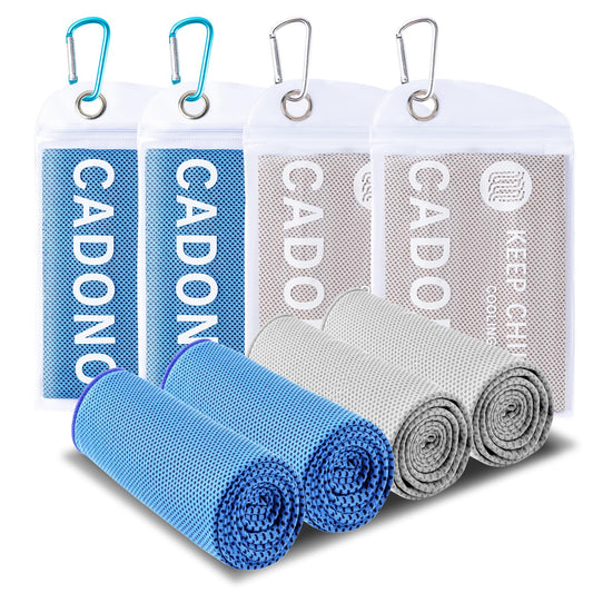 4 Pack Cooling Towel (40"x12"), Soft Breathable Chilly Towel, Ice Towel, Microfiber Towel for Yoga, Sport, Running, Workout,Gym, Camping, Fitness, Workout & More Activities(Multicolor)