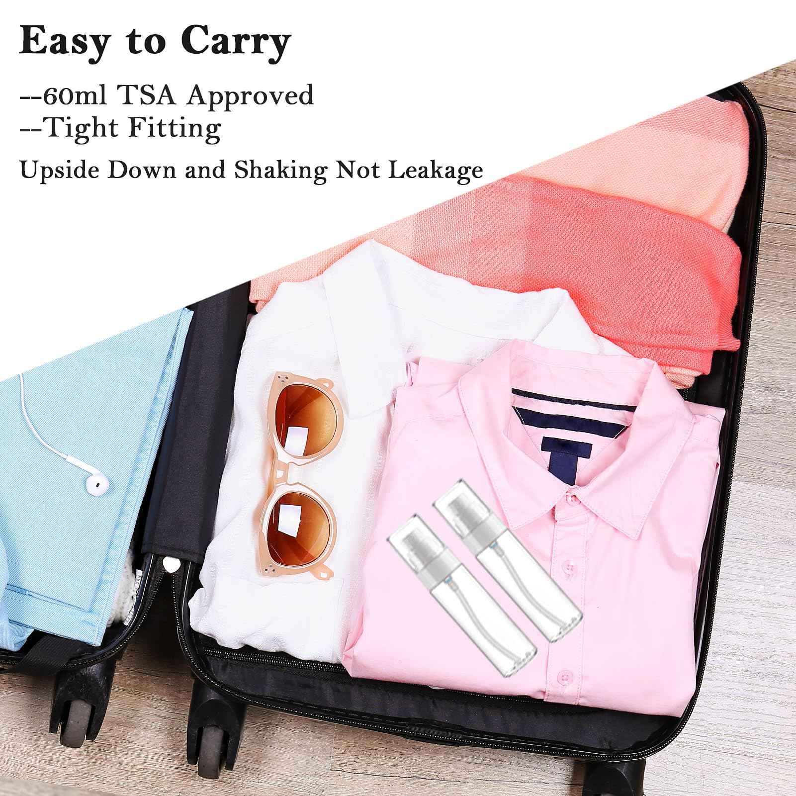 Fine Mist Spray Bottle Plastic Spray Bottles 3.4oz/100ml 2Pack Makeup Setting Sprayer TSA Approved Empty Cosmetic Refillable Travel Bottle Water Perfume Essential Oils Skincare Makeup Lotion Hair Mist