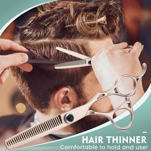 Dragon Creek Hair Cutting Thinning Scissors Set Haircut Texturizing Blending Hairdressing Shear Kit Professional for Stylist, Hairdresser, Men, Women, Kids Salon Barber Home Rose Gold 9pcs 6"