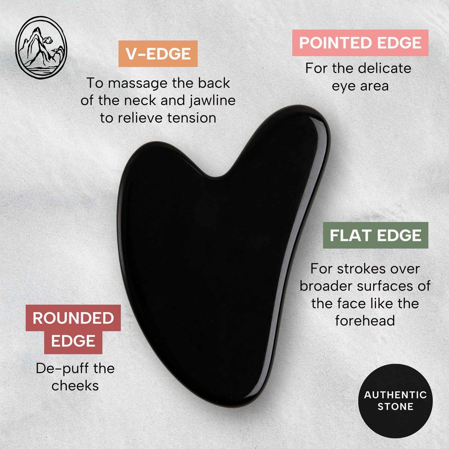 Mount Lai Obsidian Gua Sha Facial Tool – The Stone of Transformation – 100% Genuine Black Obsidian Stone Face Sculpting Tool for Lymphatic Drainage, Puffiness Reduction & Jaw Tension Relief
