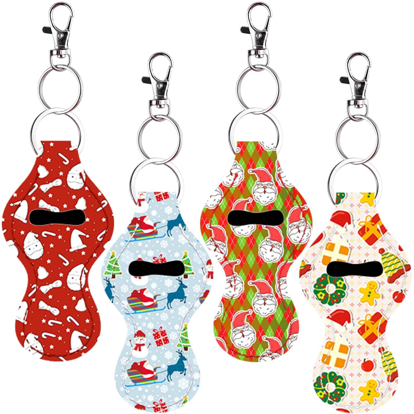 Duufin 16 Pieces Christmas Chapstick Holder Keychain Lip Balm Holder Lipstick Keychain Holder Lipgloss Keychains Holder with 16 Pieces Metal Clip Cords for Chapstick Tracker and Safeguard