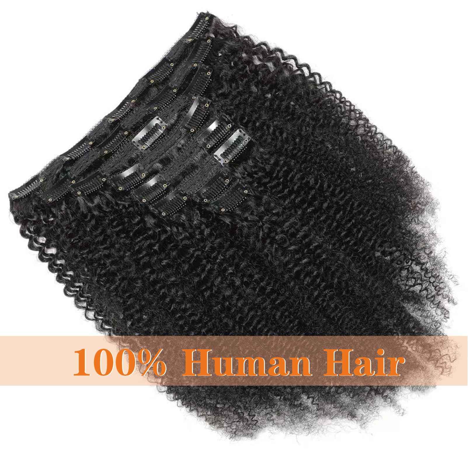 Yacurcur Afro Kinky Curly Clip in Hair Extensions Human Hair 4C Hair Clip in Extensions 8pcs 120g/set 10A Brazilian Virgin Natural Hair Clip Ins for Black Women Natural Black Color 12 Inch