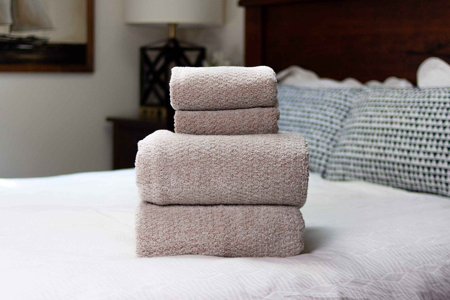 Everplush Diamond Jacquard Washcloth Set of 6, 13" x 13", Brown, Khaki