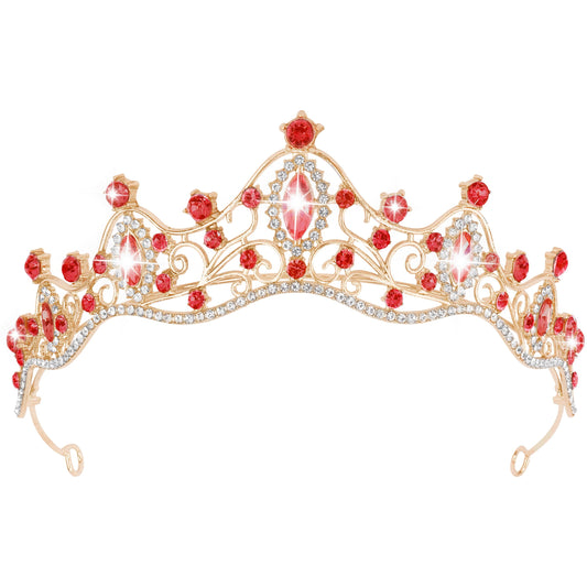 Vovii Tiaras for Women Princess Crown Headband Birthday Queen Rhinestone Shiny Red Tiara for Women Princess Decoration for Party, Birthday, Halloween, Photo, Gift, Christmas