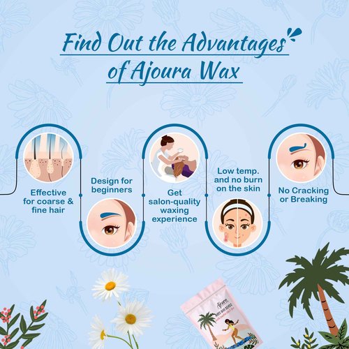 Ajoura Hard Wax Beads 2-Pack: Cream Wax for Sensitive Skin, Chamomile Wax for Fine Hair Removal - Eyebrow, Facial, Body (Legs, Arms, Underarms, Bikini) (1lb each)
