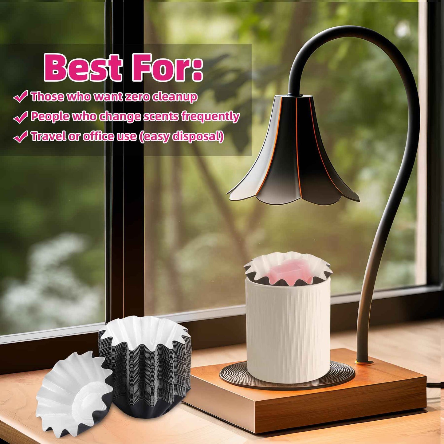 Mocalaca 60Pcs Wax Warmer Melt Liners, Candle Scented Wax Strong Scent Warmer Liners, Reusable Leakproof Cups for Candle Warmer, Wax Warmer Plug in, Electric Wax Melt Warmer