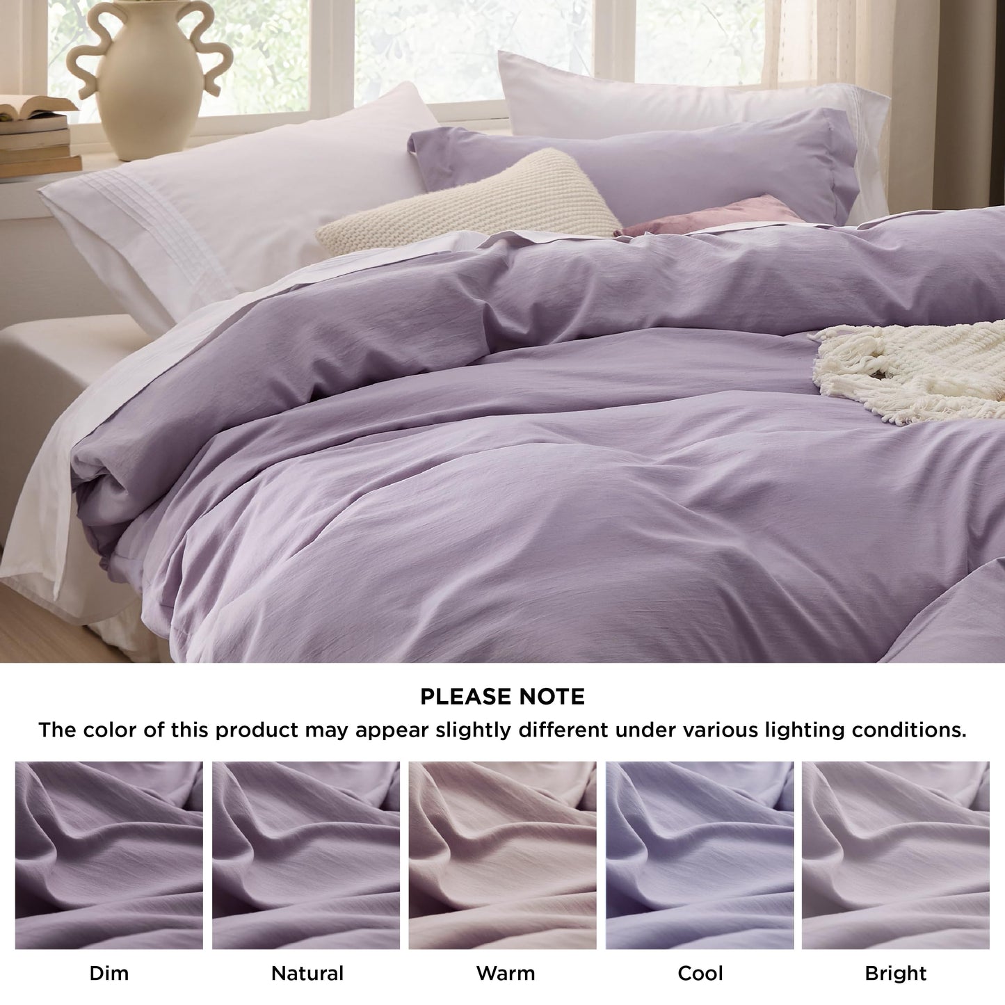 Bedsure Grayish Purple Twin Duvet Cover Set - Soft Prewashed Duvet Cover Twin Size, 2 Pieces, 1 Duvet Cover 68x90 Inches with Zipper Closure and 1 Pillow Sham, Comforter Not Included