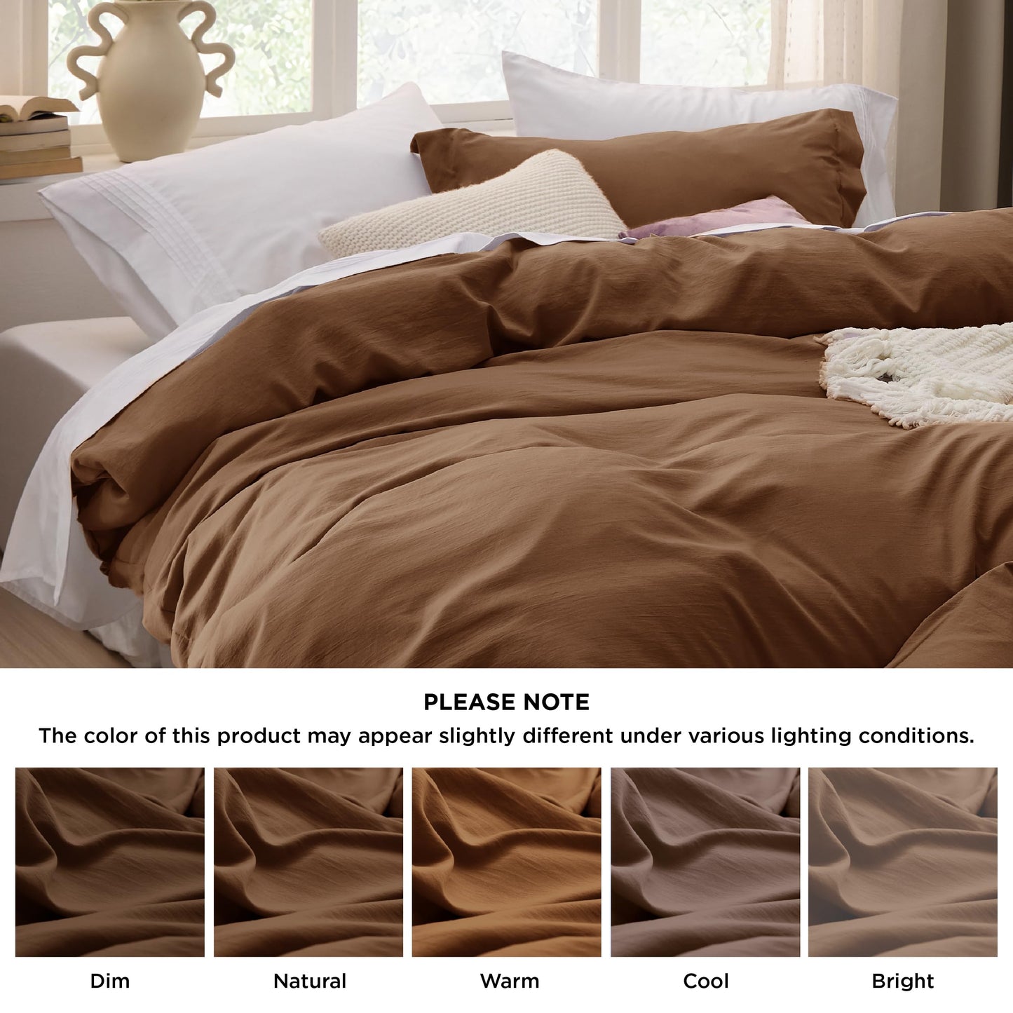 Bedsure Brown Twin Duvet Cover Set - Soft Prewashed Duvet Cover Twin Size, 2 Pieces, 1 Duvet Cover 68x90 Inches with Zipper Closure and 1 Pillow Sham, Comforter Not Included