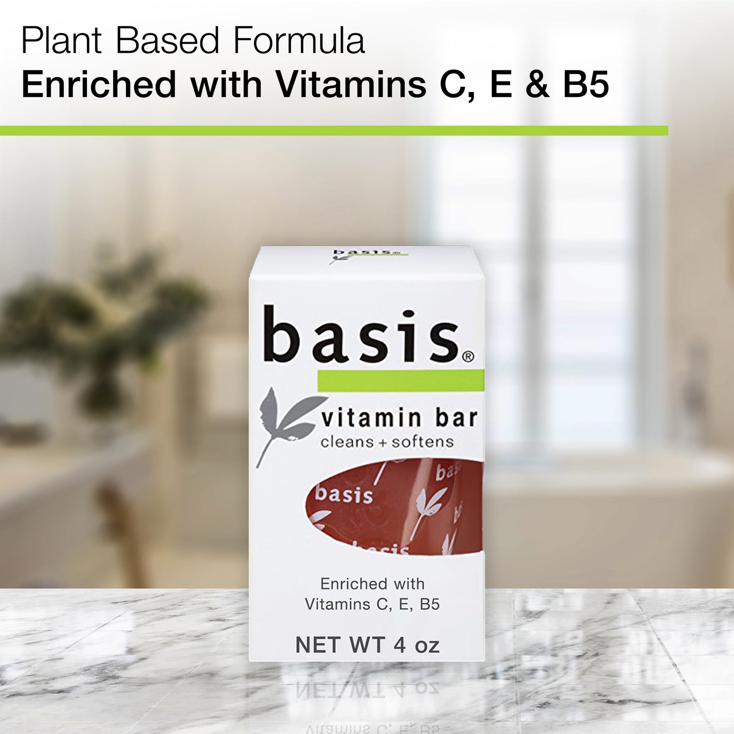 Basis Vitamin Bar Soap for Body, Hands and Face, Natural Soap Bar for All Skin Types with Vitamin C, E and B5, Bar Soap Bulk Pack, 4 Oz Bar, Pack of 6