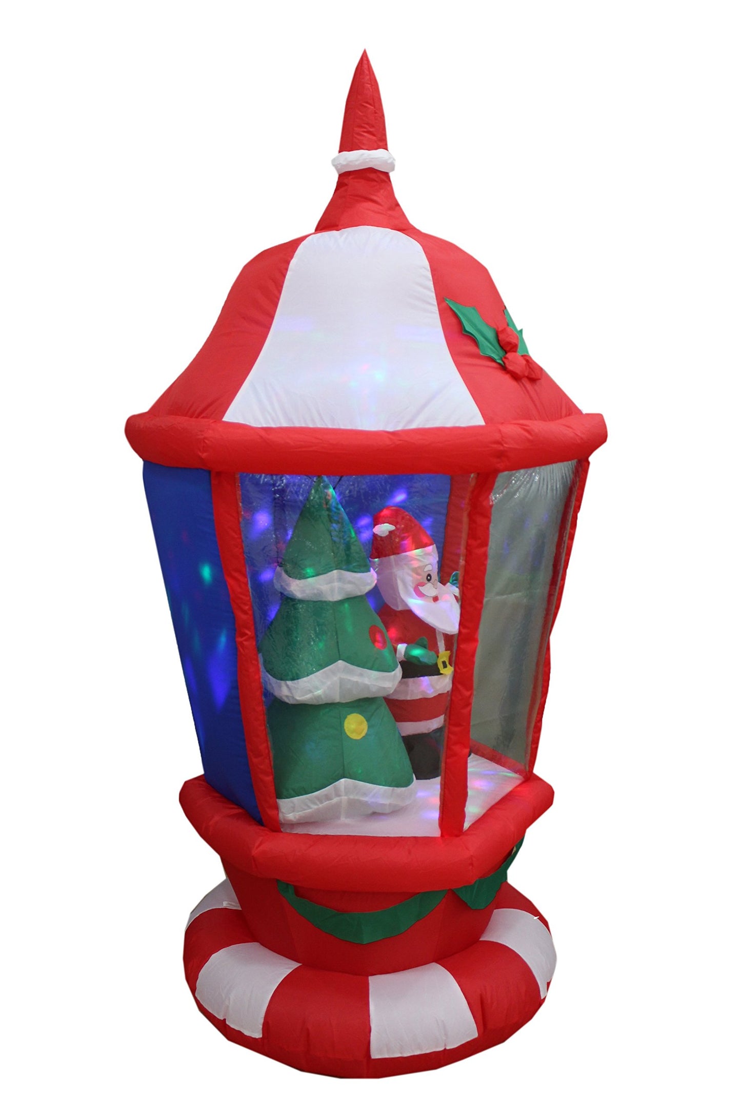 6 Foot Tall Lighted Christmas Inflatable Lantern with Santa and Tree LEDs Yard Decoration