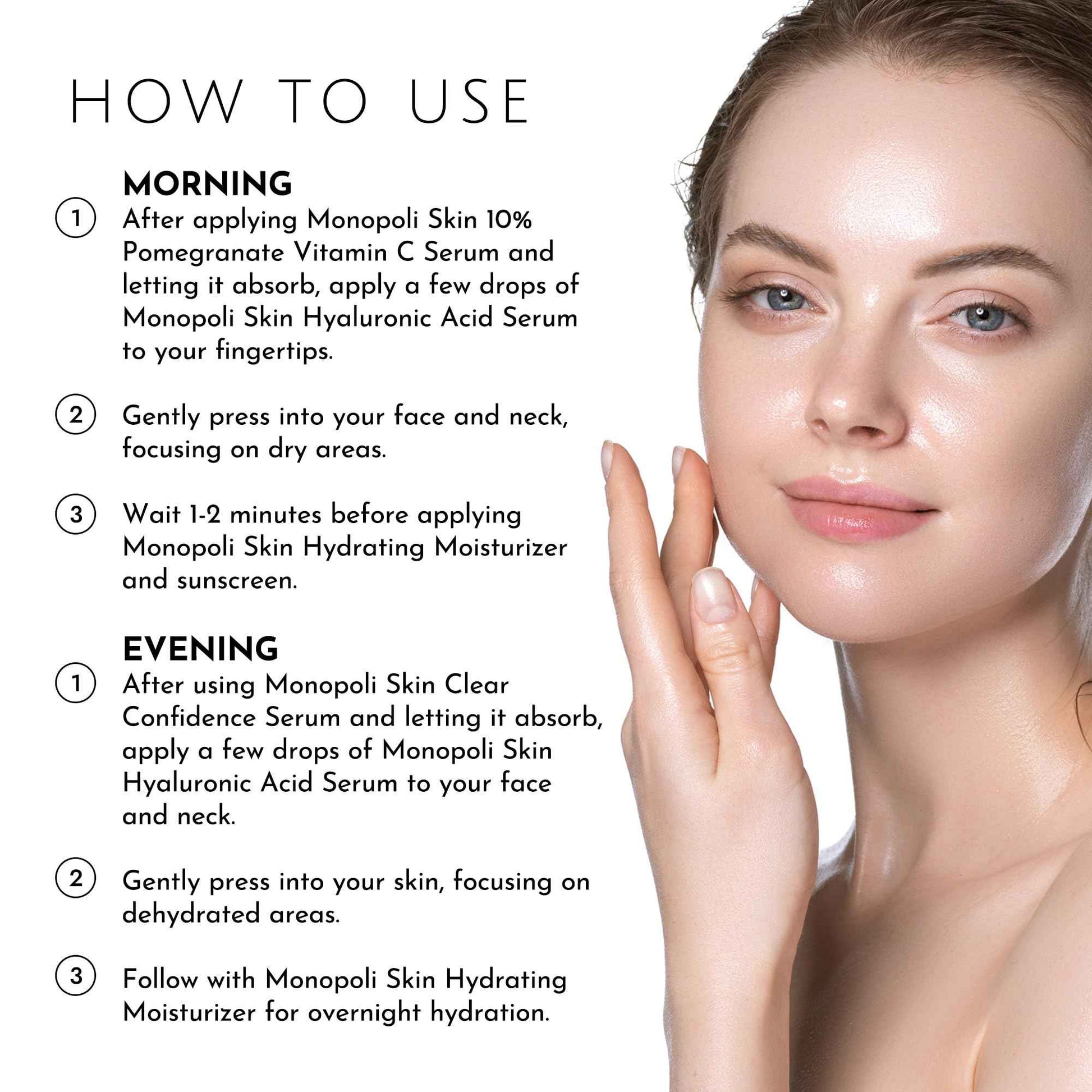 Monopoli Skin Hyaluronic Acid Facial Serum | Intense Hydration for Plump, Bouncy Skin | Snow Mushroom & Hyaluronic Blend | Essential for Deep Moisture | Single 30ml