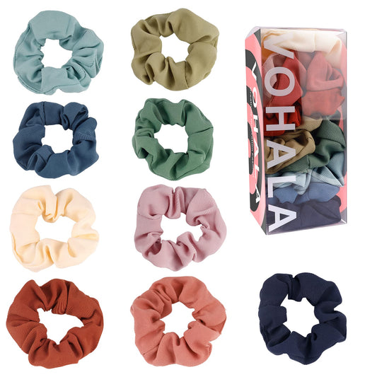 Vohala 9Pcs Stripes Hair Ties Hair Scrunchies Premium Scrunchy Elastic Hair Bands for Girls, Women Hair Accessories (Stripes 9pcs)