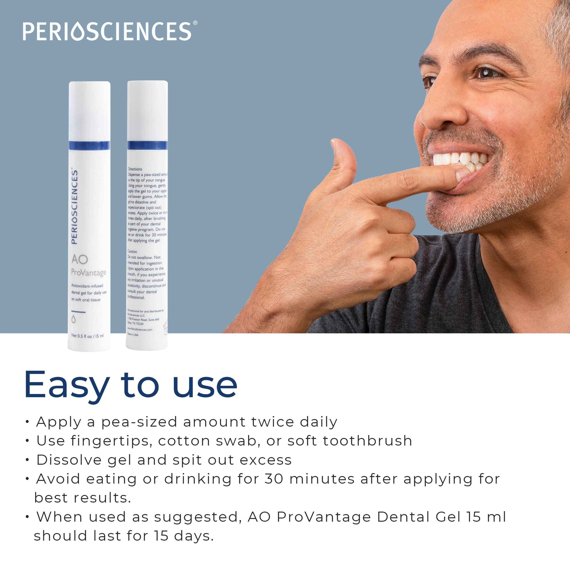 PerioSciences AO ProVantage Dental Gel with Antioxidants – Oral Gum Gel – Oral Care to Maintain Gum Health, 0.5 fl. Oz / 15ml