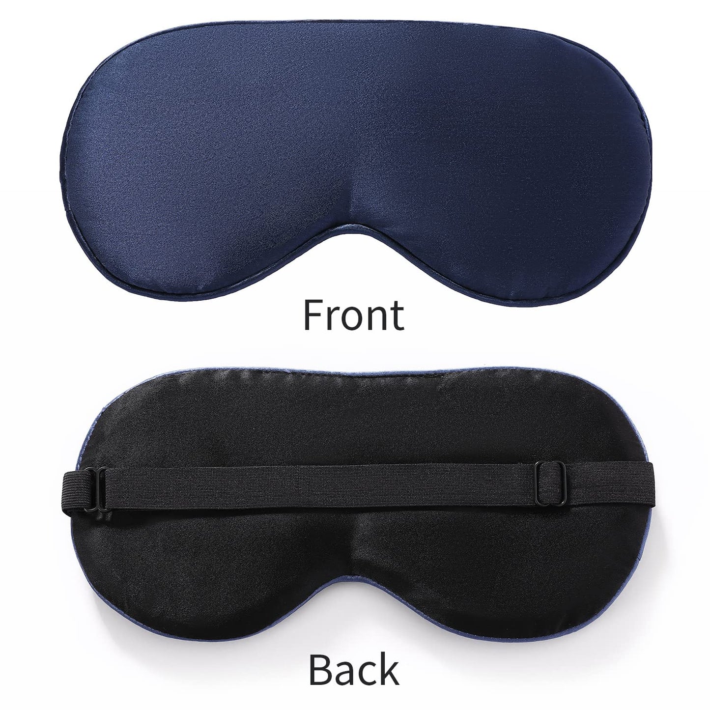 2-Pack 100% Real Natural Silk Eye Mask, Silk Sleeping Mask, Shade Puffy Eye Gift with Adjustable Straps, Sleep Eye Mask, SHJINJU Eye Mask Shade (Black and Navy)