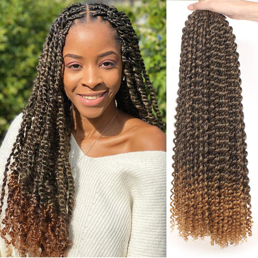 24 Inch Passion Twist Hair 7 Packs Water Wave Crochet Hair For Butterfly Locs Crochet Hair Goddess Bohemian Curly Hair Synthetic Braiding Hair Extensions for Women (24 Inch,T27#)