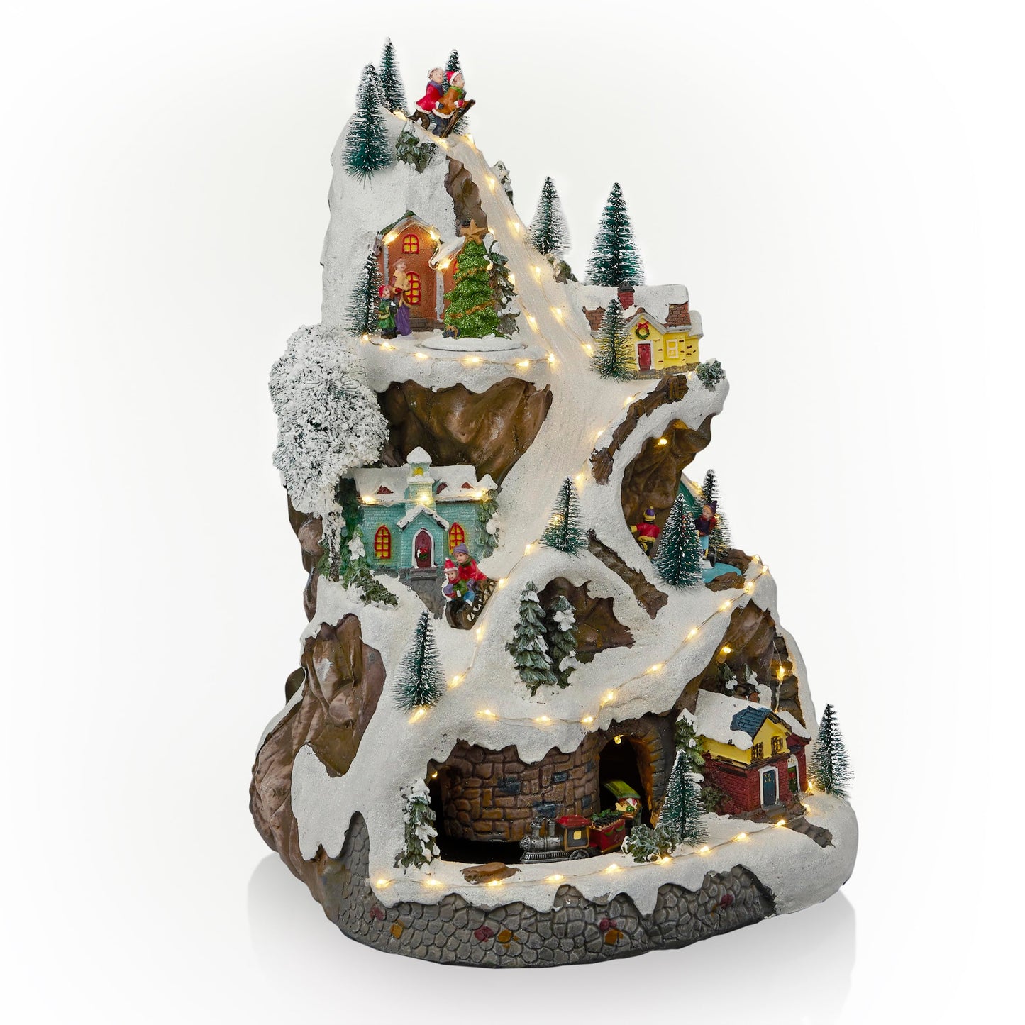 Alpine Corporation 18"H Indoor Animated Winter Wonderland Set with LED Lights and Music