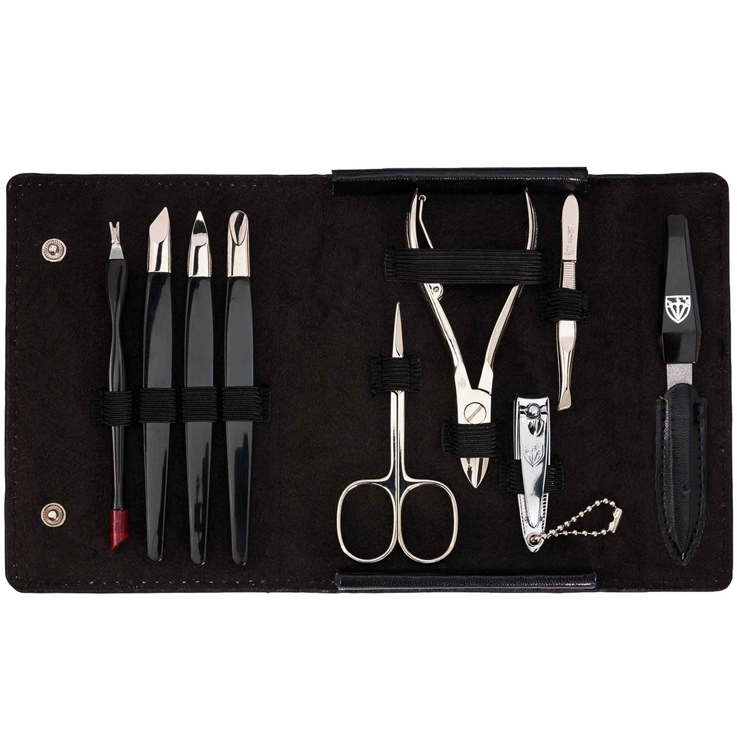3 Swords Germany - brand quality 9 piece manicure pedicure grooming kit set for professional finger & toe nail care scissors clipper fashion leather case in gift box, Made in Solingen Germany (03584)