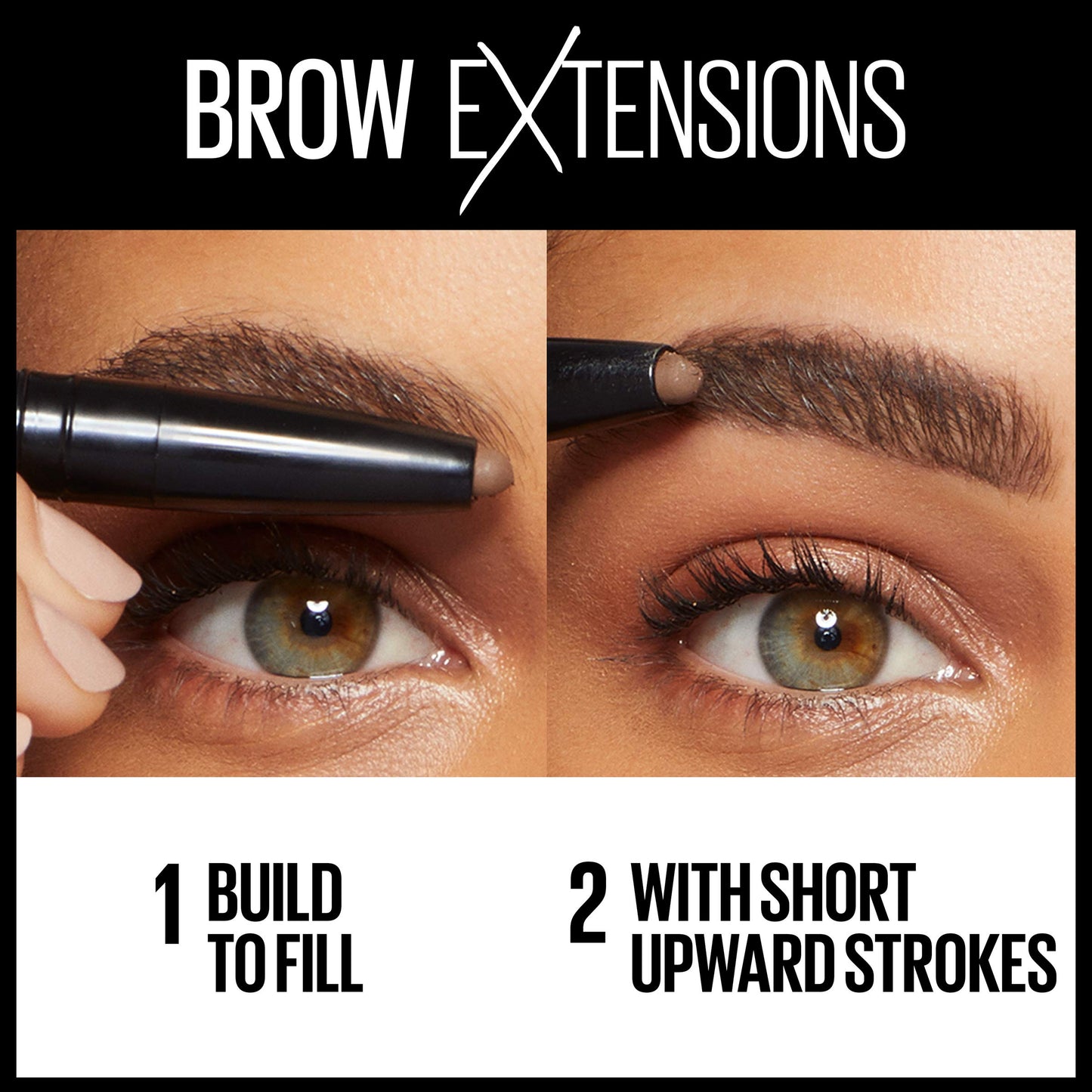 Maybelline New York Brow Extensions Fiber Pomade Crayon Eyebrow Makeup, 262 Black Brown