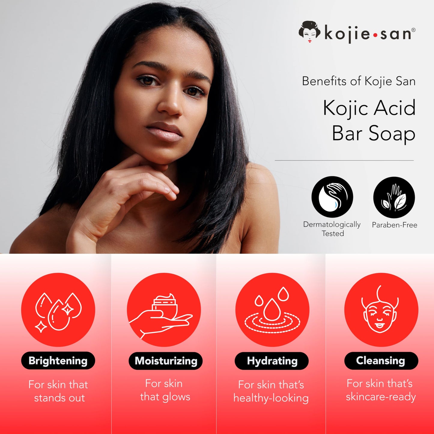 Kojie San Skin Brightening Soap - Original Kojic Acid, Dark Spot Remover Soap Bar with Coconut & Tea Tree Oil -135g x 6 Bars